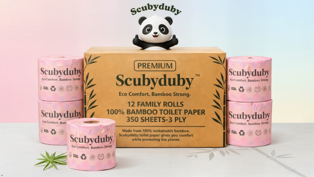 Eco Comfort Pack Bamboo Toilet Paper – 350 Sheets per Roll, 3-Ply Soft & Strong, (PREMIUM WHITE, 12 Rolls)