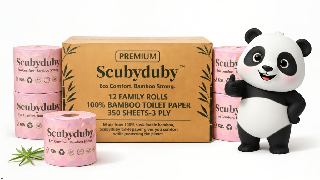 ScubyDuby Premium Bamboo Toilet Paper – 350 Sheets per Roll, 3-Ply Soft & Strong