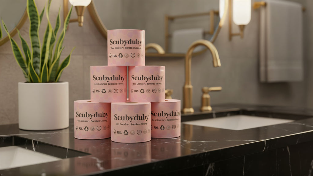 ScubyDuby Premium Bamboo Toilet Paper – 350 Sheets per Roll, 3-Ply Soft & Strong