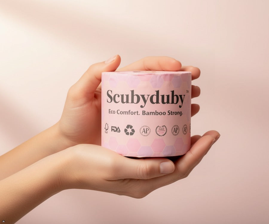 ScubyDuby Premium Bamboo Toilet Paper – 350 Sheets per Roll, 3-Ply Soft & Strong