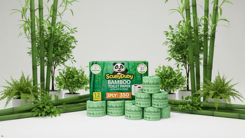 (REGULAR WHITE, 12 Rolls) Eco Comfort Pack Bamboo Toilet Paper – 350 Sheets per Roll, 3-Ply Soft & Strong, Plastic-Free Packaging, Septic Safe, Eco Friendly